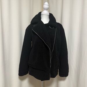 TOPSHOP black teddy moto Jacket